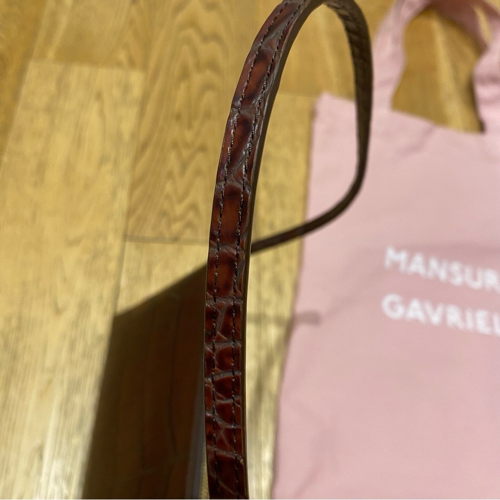 Mansur Gavriel Croc Chocolate Leather Gaia Shoulder Bag Italy Date Night Clutch - Picture 7 of 14